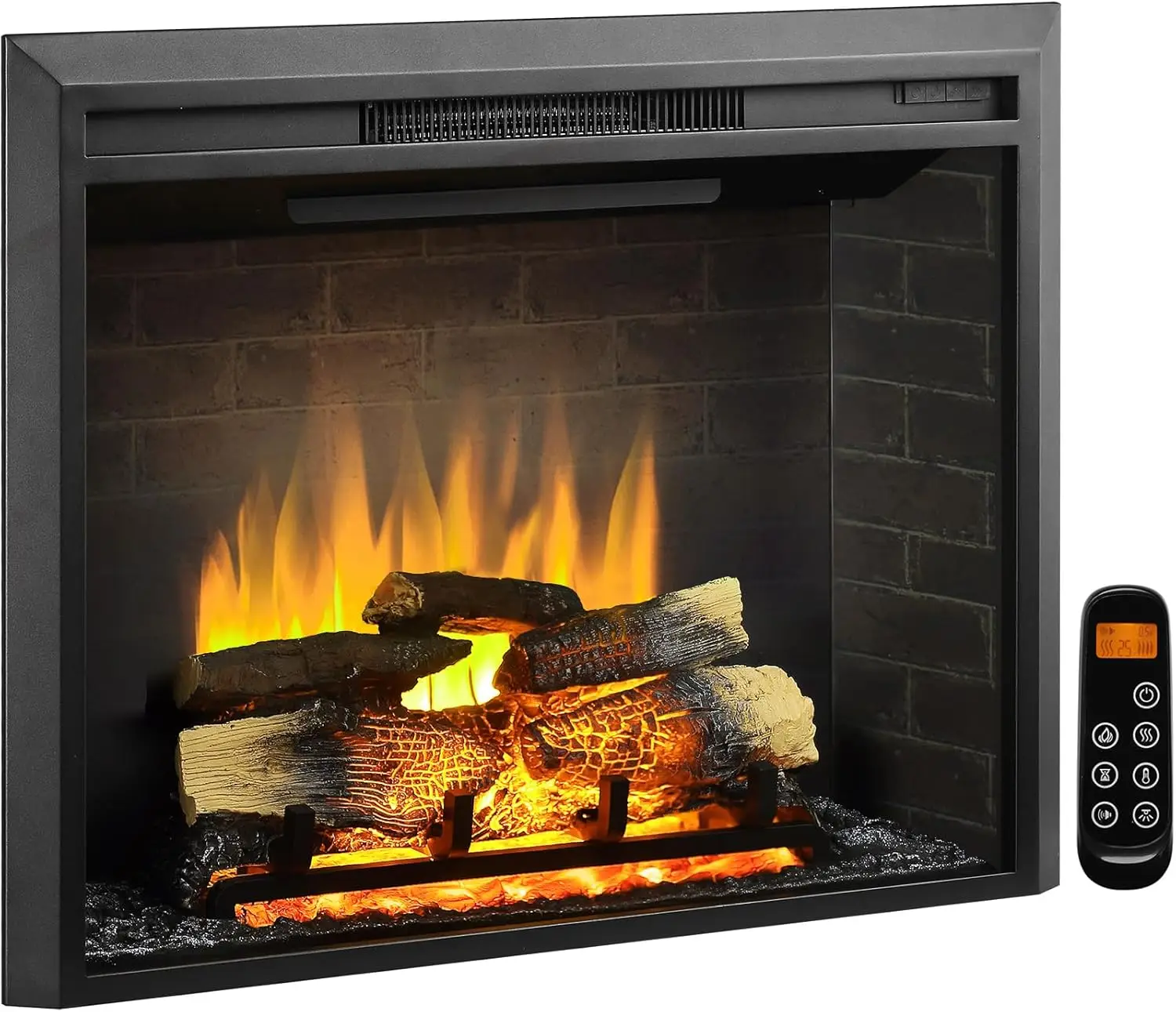 

35" W Electric Fireplace Insert (EF264), Fireplace Heater 750/1500W, Fire Crackling Sound, Remote Control