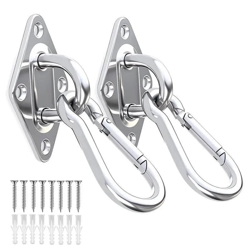 AB33-M10 Stainless Steel Pads Eye Hooks- 2PCS M10 Snap Hooks,1300Lbs Load Capacity For Swing Set, Plant Hanger, Outdoor Lighting