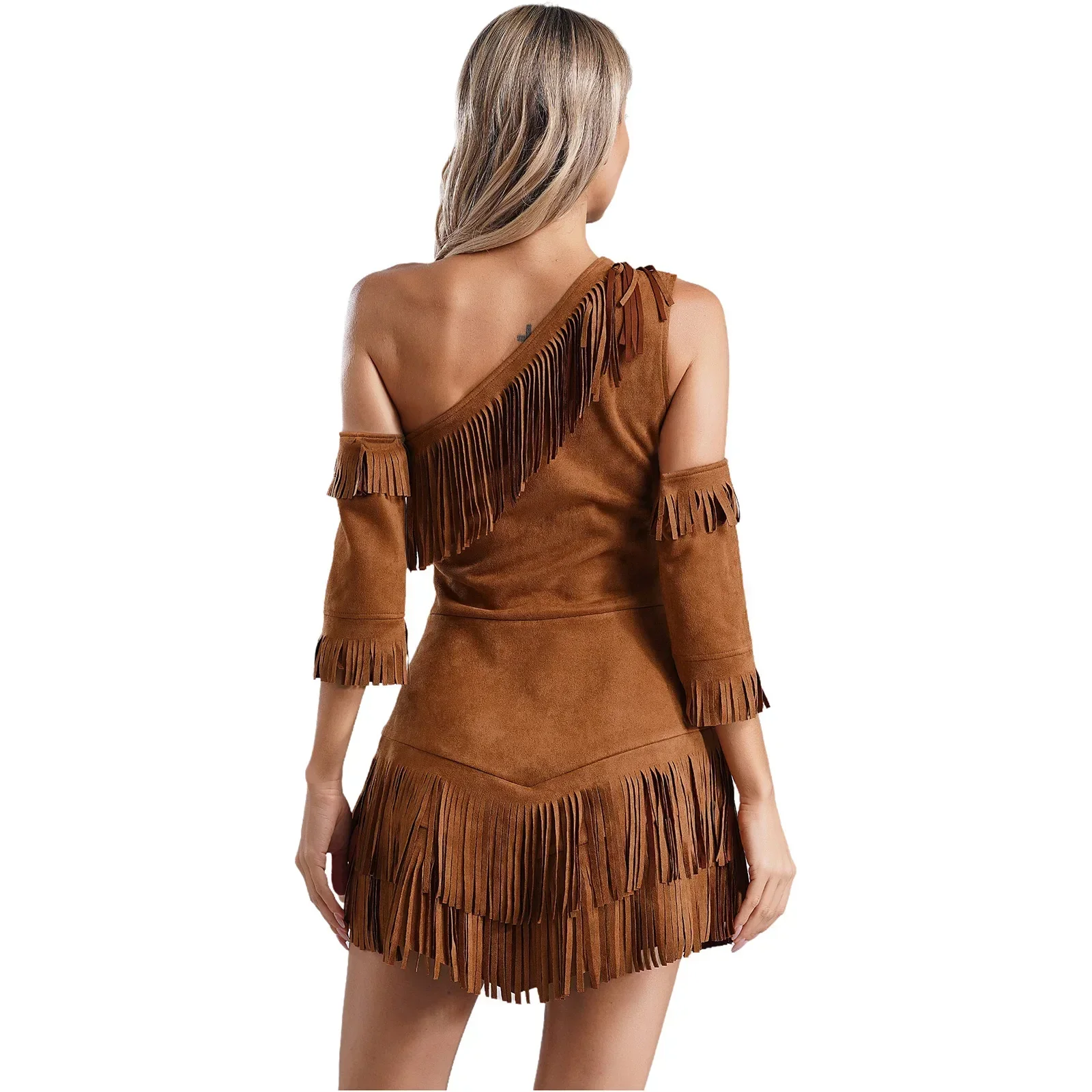 أزياء الهندباء الهنود صب نساء، Tenue de Cosplay d'halloween sauvage، tenue de chasseur، asymétrique épaule dénudée، san