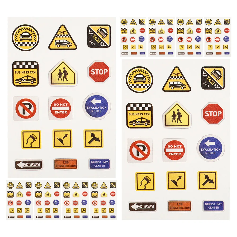 

20 Sheets Fun Road Sign Wall Stickers Birthday Traffic Decals Room Educational