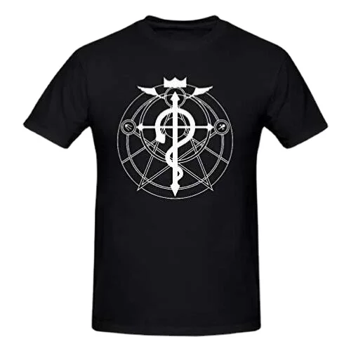 T-shirt Fullmetal Alchemist Brotherhood, croix Flamel Été Coton À Manches Courtes O-cou Hommes T-shirt Nouvelle S-3XL