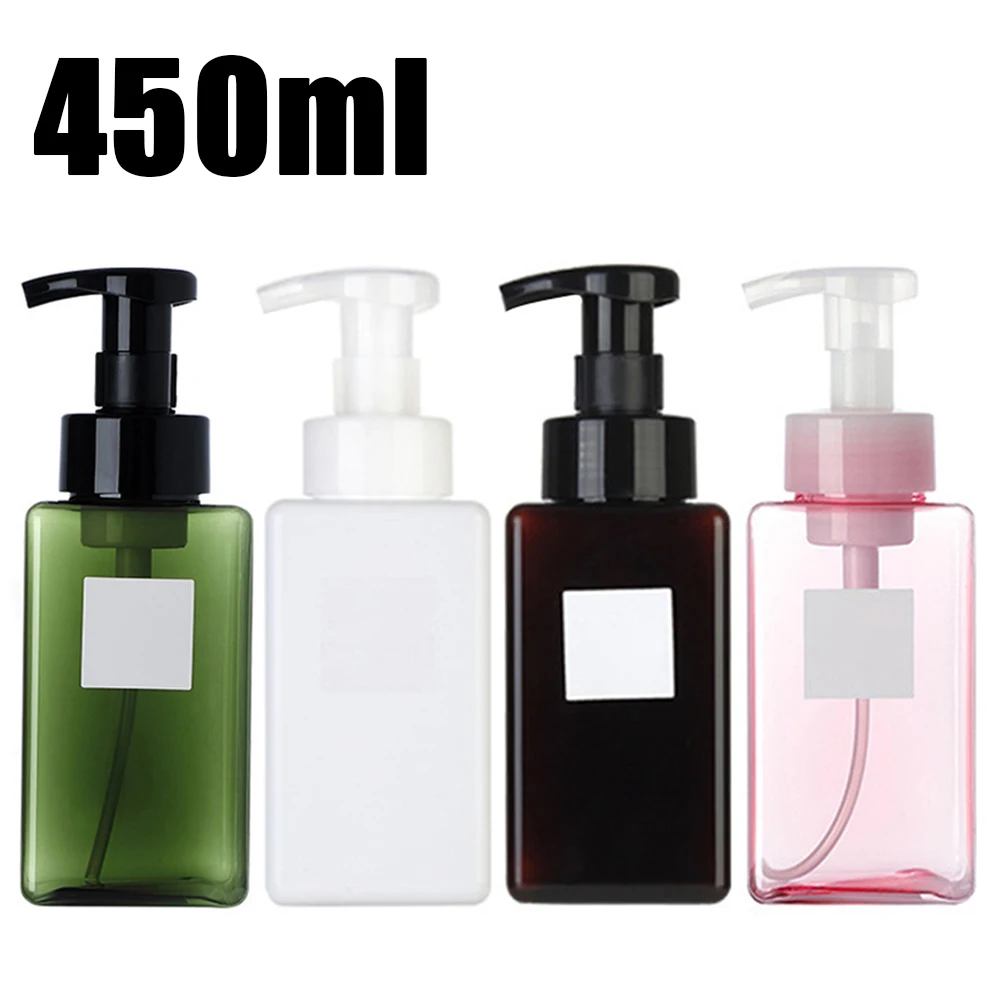 

450ml Square Clear Bottle Liquid Soap Whipped Mousse Points Bottling Shampoo Lotion Shower Gel Pump Bottlesnding Soap Dispenser