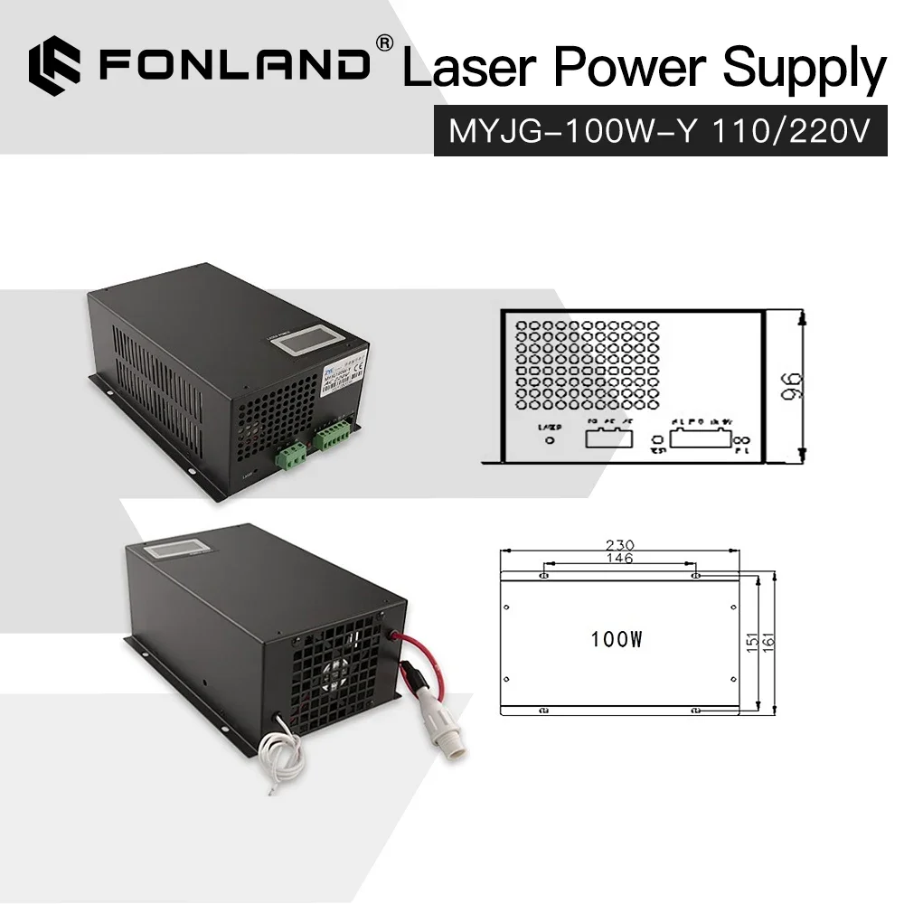 Imagem -04 - Fonland Laser Fonte de Alimentação Gravação Categoria Máquina de Corte Reci w2 t2 Efr Yongli Cdwj Co2 Tubo Laser Myjg100w