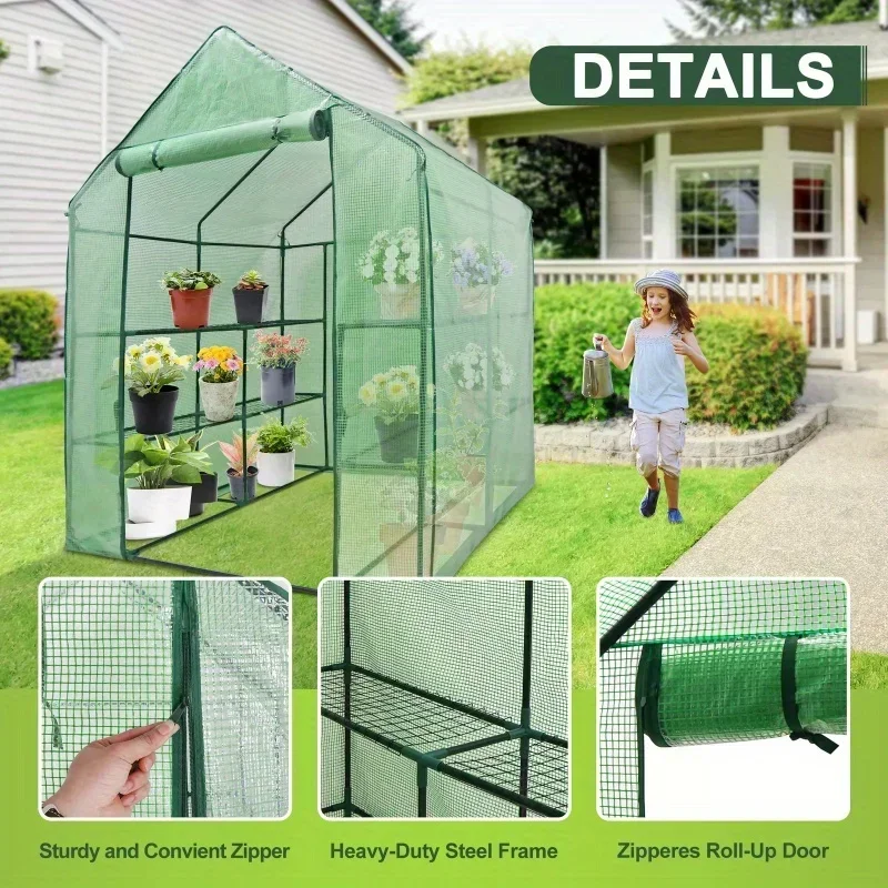 8 Shelves 3 Tiers Greenhouse Portable Mini Walk In Outdoor MINI Planter House