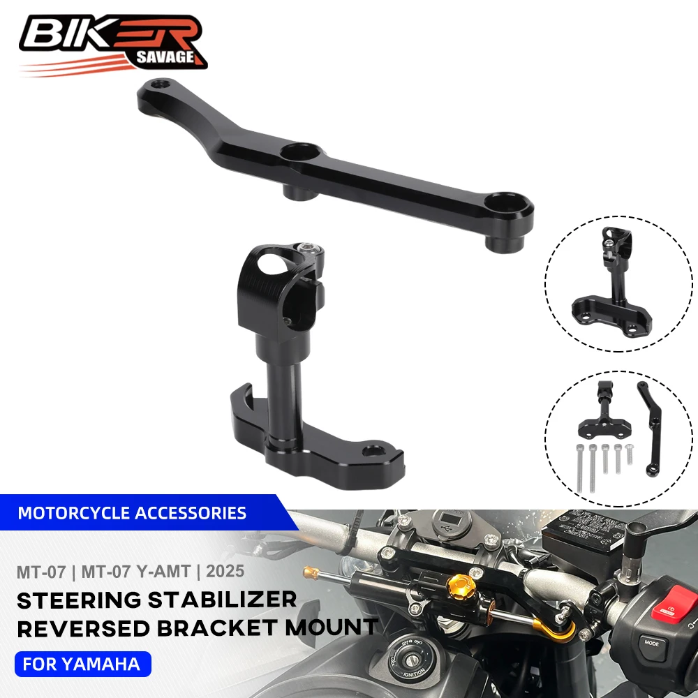 

MT-07 Steering Stabilizer Reversed Bracket Mount For Yamaha MT07 MT-07 Y-AMT 2025 Motorcycle Linear Reverse Safety Absorber Kit