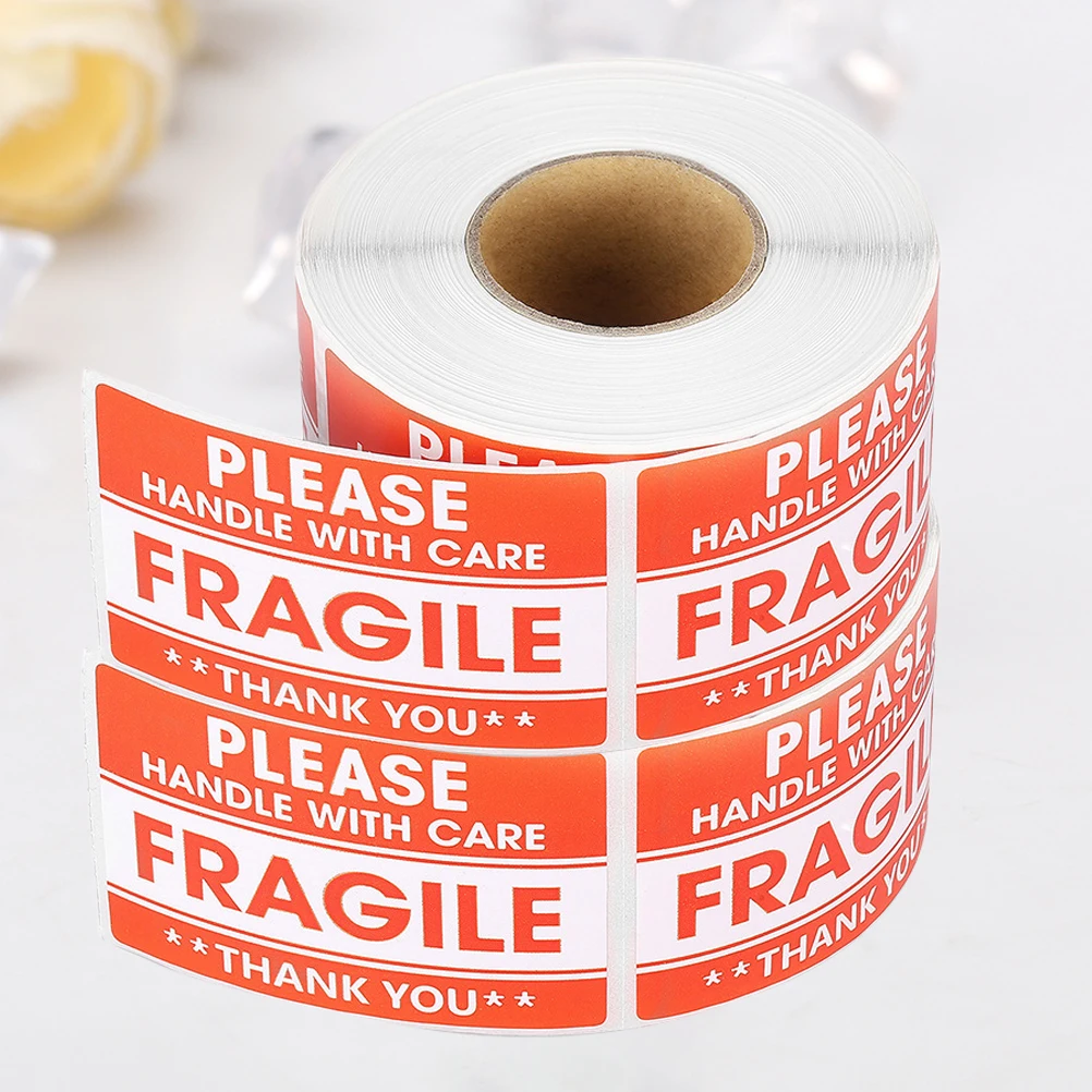 

2 Roll 50X76Mm Fragile Warning Stickers Handle With Care Adhesive Backside Safe Transportation Stickers For Boxes