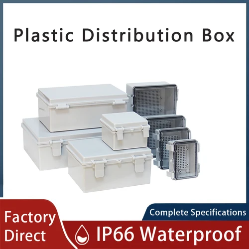 Caja de plástico impermeable IP66 con cerrojo, caja de conexiones eléctricas, interruptor sellado para exteriores, caja de alimentación, cajas de distribución