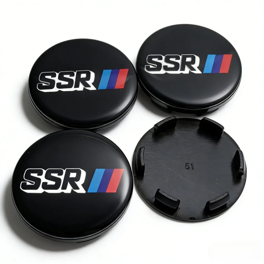 4x 51mm SSR Schwarz Nabendeckel Radkappen Nabenkappen