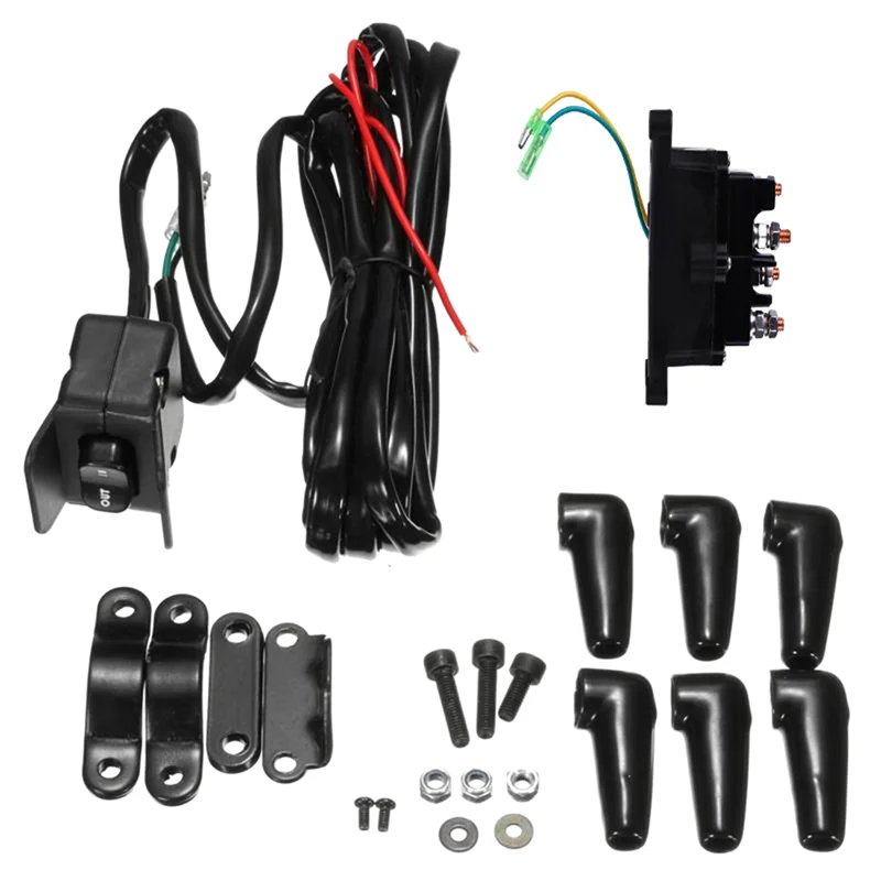 12V Solenoid Relay Contactor Winch Rocker Thumb Switch Wiring Combo Car Relais 63070 62135 74900 2875714 for ATV UTV