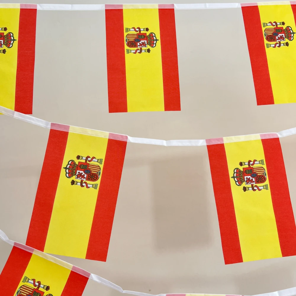 Spanish National Flag 14X21CM Hanging  spain  Flag 20pcs/set Pennant String Banner Buntings F