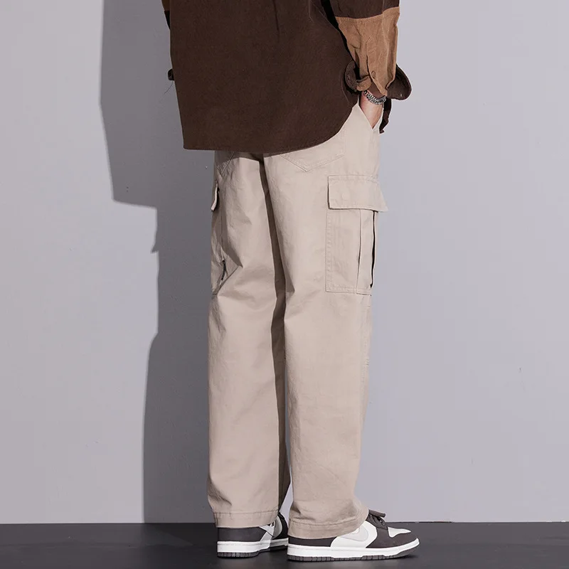 2025 Four season new men's loose straight tube American fashion trend brand youth solid color casual versatile workwear pants