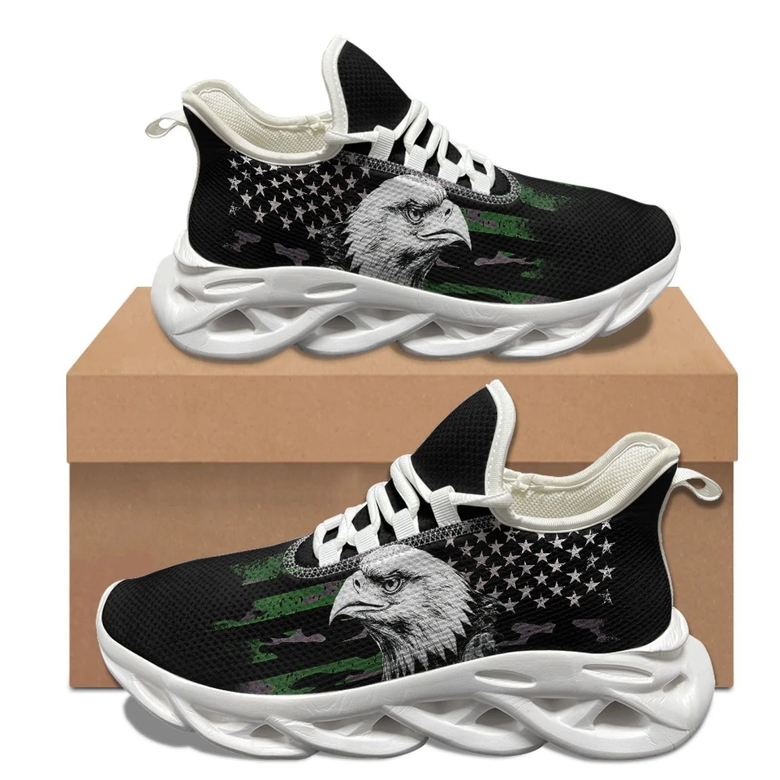 

XIXIRIMIDO 4th of July Blade Running Shoes Women's Lightweight Sneakers Men's Commuter Shoes Comfortable Breathable Soft 35-48