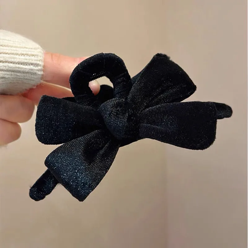 أنيقة المخملية القوس مشبك شعر كبير كليب الشتاء إكسسوارات الشعر دبوس الشعر المألوف المخملية روز مقاطع الشعر #4