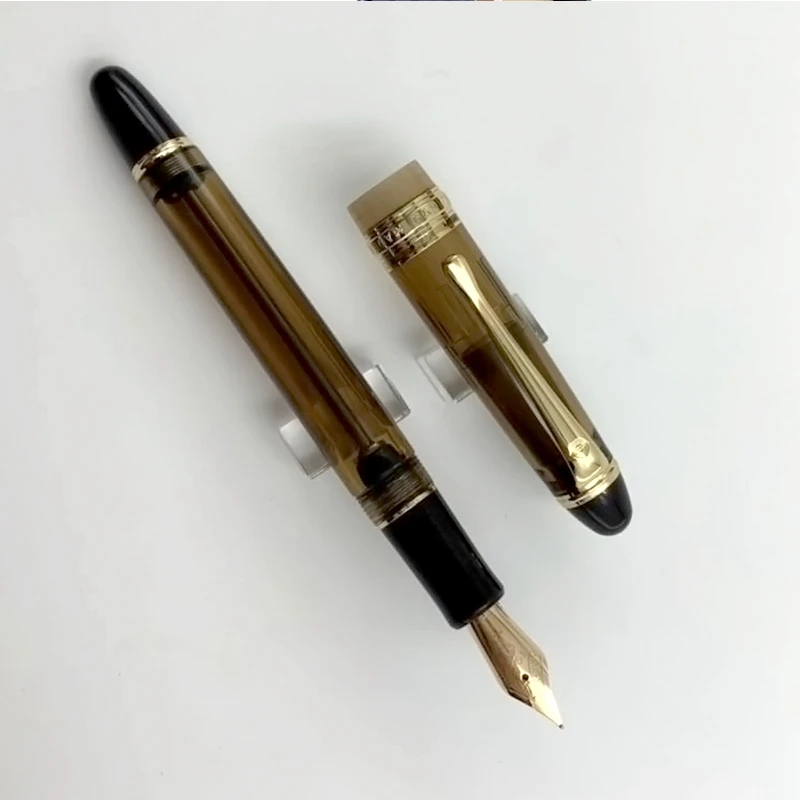 

YongSheng 699 Fountain Pen 14k gold Fine Nib Translucent Brown Vaccum Filling Fountain-Pen Office Supplies Stationery Gift Pens