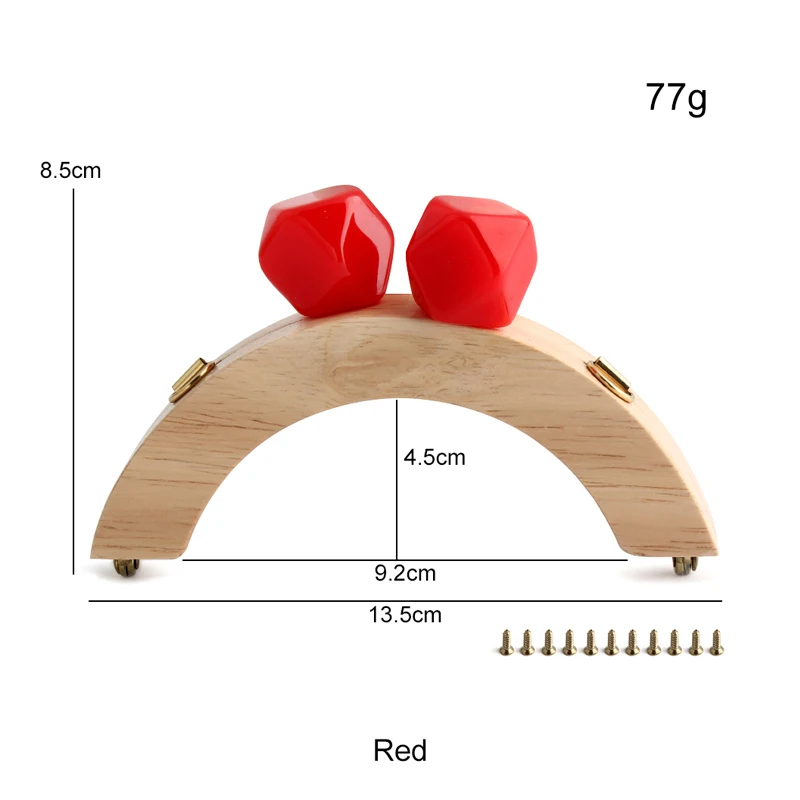 컬러 비즈 나무 가방 핸들 미니 지갑 프레임 키스 걸쇠 나무 클립, DIY 핸드백 클로저 가방 액세서리, 13.5x8.5cm, 1 개, 2 개