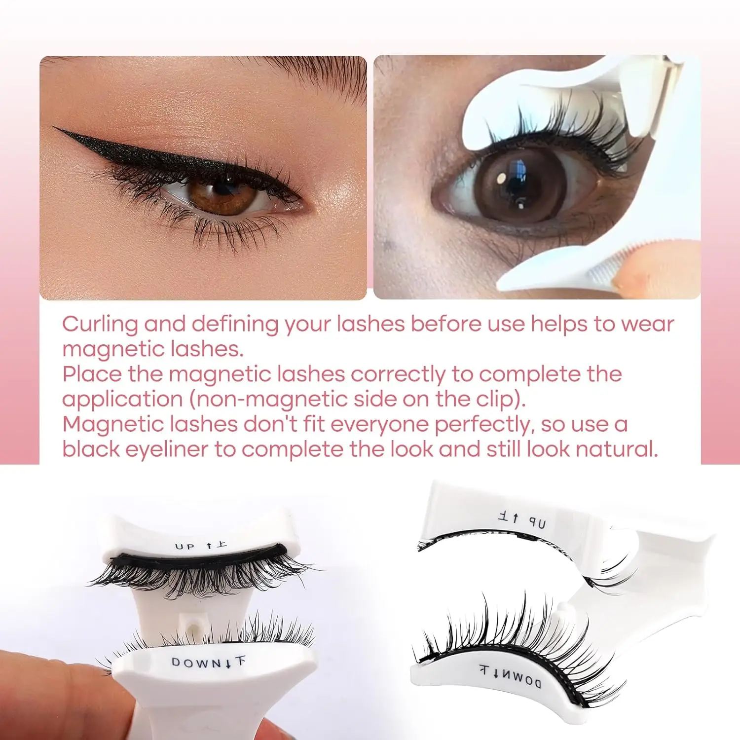 FADVAN 2 คู่ Magnetic Lash พร้อม Applicator Reusable Strong Hold กาวแม่เหล็กฟรี 3D DIY ขนตาปลอม