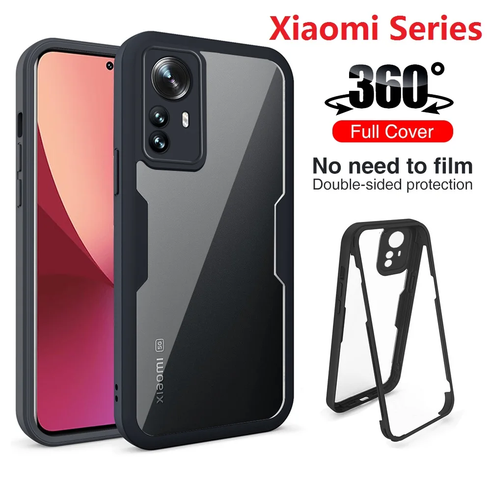 Silicone 360° Double Side For Xiaomi 12 Pro 12X Civi 2 11T Pro POCO M5S X4 GT Case Film Screen Protector Xiaomi 13 Lite Cover