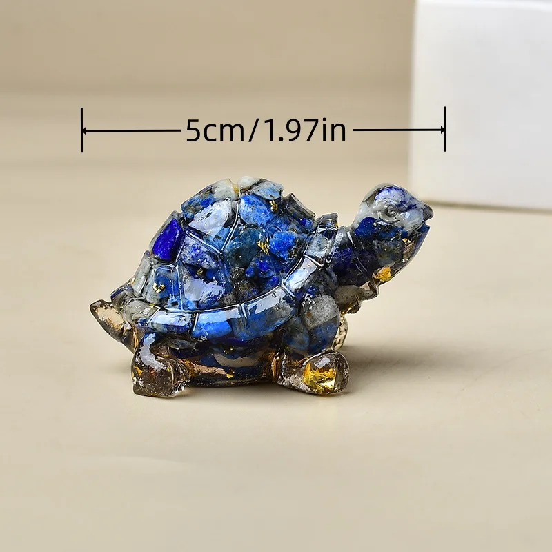 سلحفاة كريستال طبيعية مكونة من شظايا الكريستال والراتنج، وهي هدية مثالية للديكور المنزلي. #5