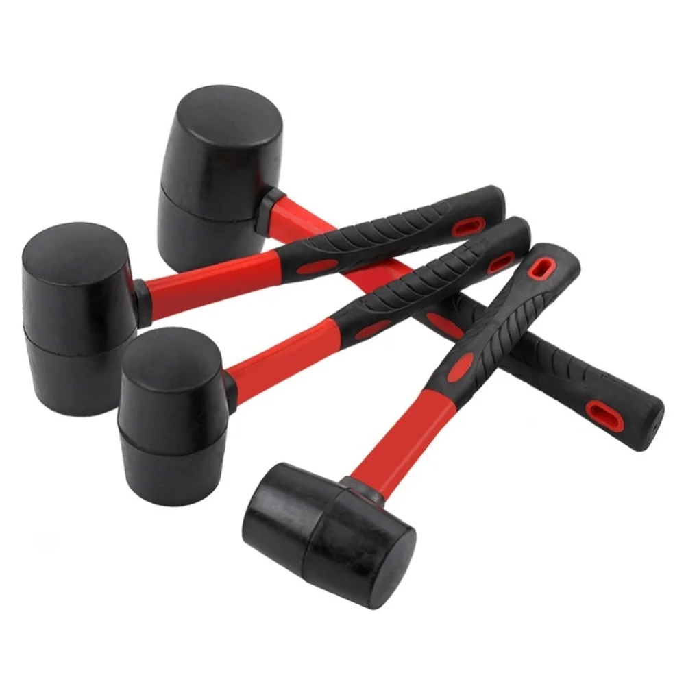Rubber Mallet with Fiberglass Handle for Controlled Striking Force During Laminate Plank Installation and Threshold Adjustment