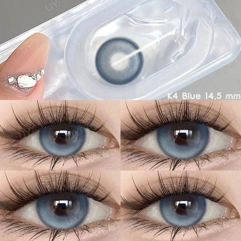 UYAAI Color Contact Lenses with Diopters Color Lens Korean Lenses Grow Eye Natural Colored Eye Lenses Myopia Black Lenses