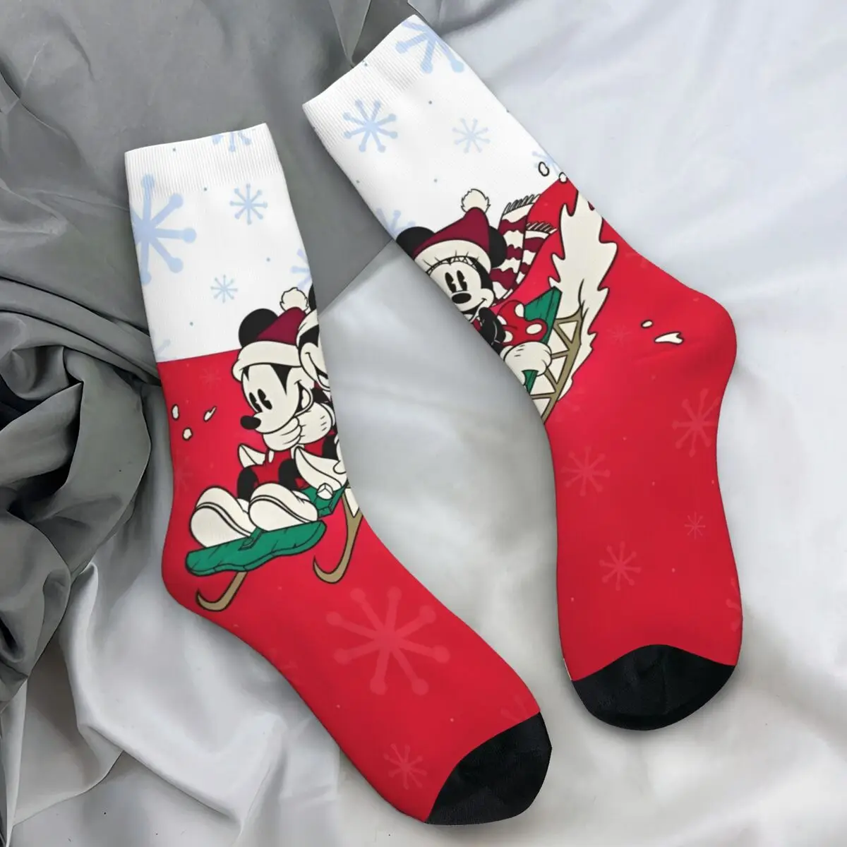 

Mickey And Minnie Christmas Stockings Graphic Gothic Socks Winter Anti Sweat Socks Women Men Running Sports Medium Soft Socks