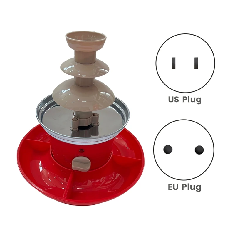 Chocolate Fountain Mini Fondue Set With Serving Tray Included,Electric 3-Tier Machine With Hot Melting Pot Base.EU Plug Durable