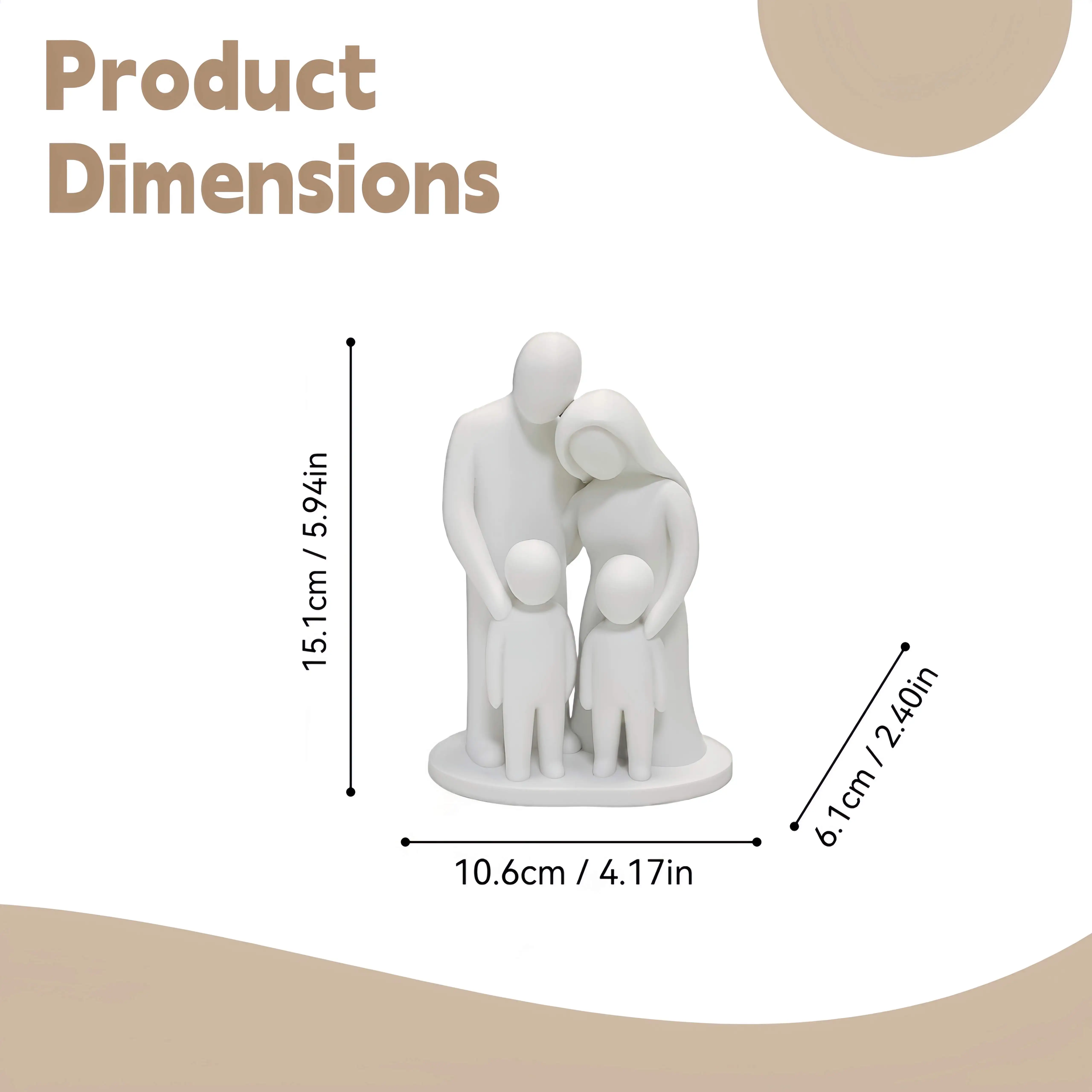 Abstrakte 4er-Familienfigur, Moderne Minimalistische Familienskulptur, Weiße Eltern-Kind-Statue für Heimdekoration, Sinnvolle Geschenke – Detail 6