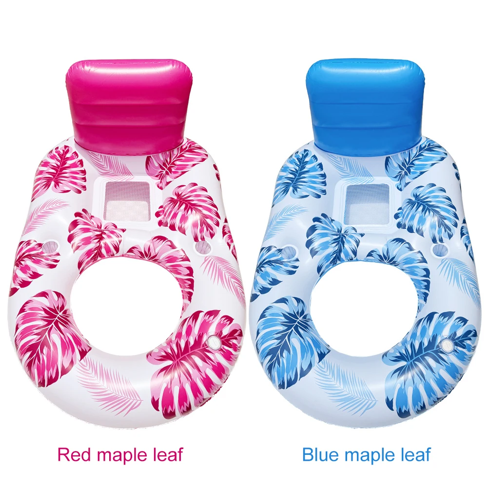 Pool Lounge Float Inflatable Pool Floats Comfortable Pool Float Lounger with Cup Holder Water Floating Recliner for Adults Kids