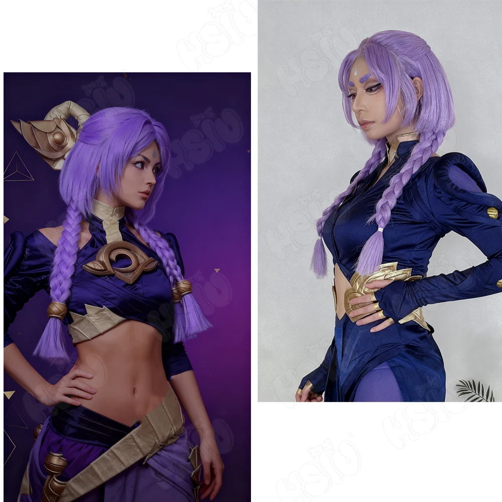 Yunara Cosplay Wig HSIU 60CM Light Purple Braids Long Hair Synthetic Wig+Wig Cap Game League of Legends LOL Cosplay Wig