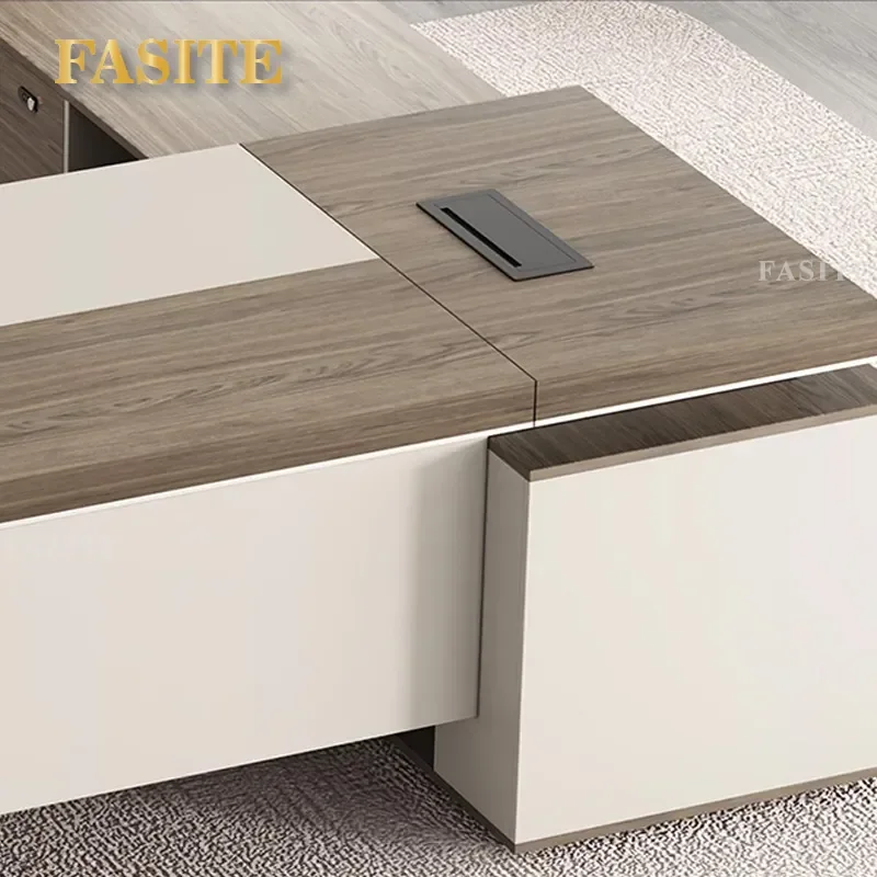 For Office Furniture Modern Simple Light Luxury Large Boss Desk President Executive Table and Chair Set Home Business