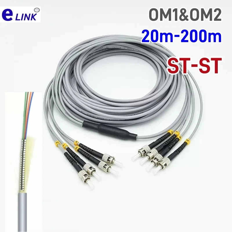 Patchcord światłowodowy Pancerny ST-ST 4C 10m-200m OM1 OM2 5mm LSZH 4 rdzenie 100m 150m 120m 50m ST UPC zworka optyczna na zewnątrz