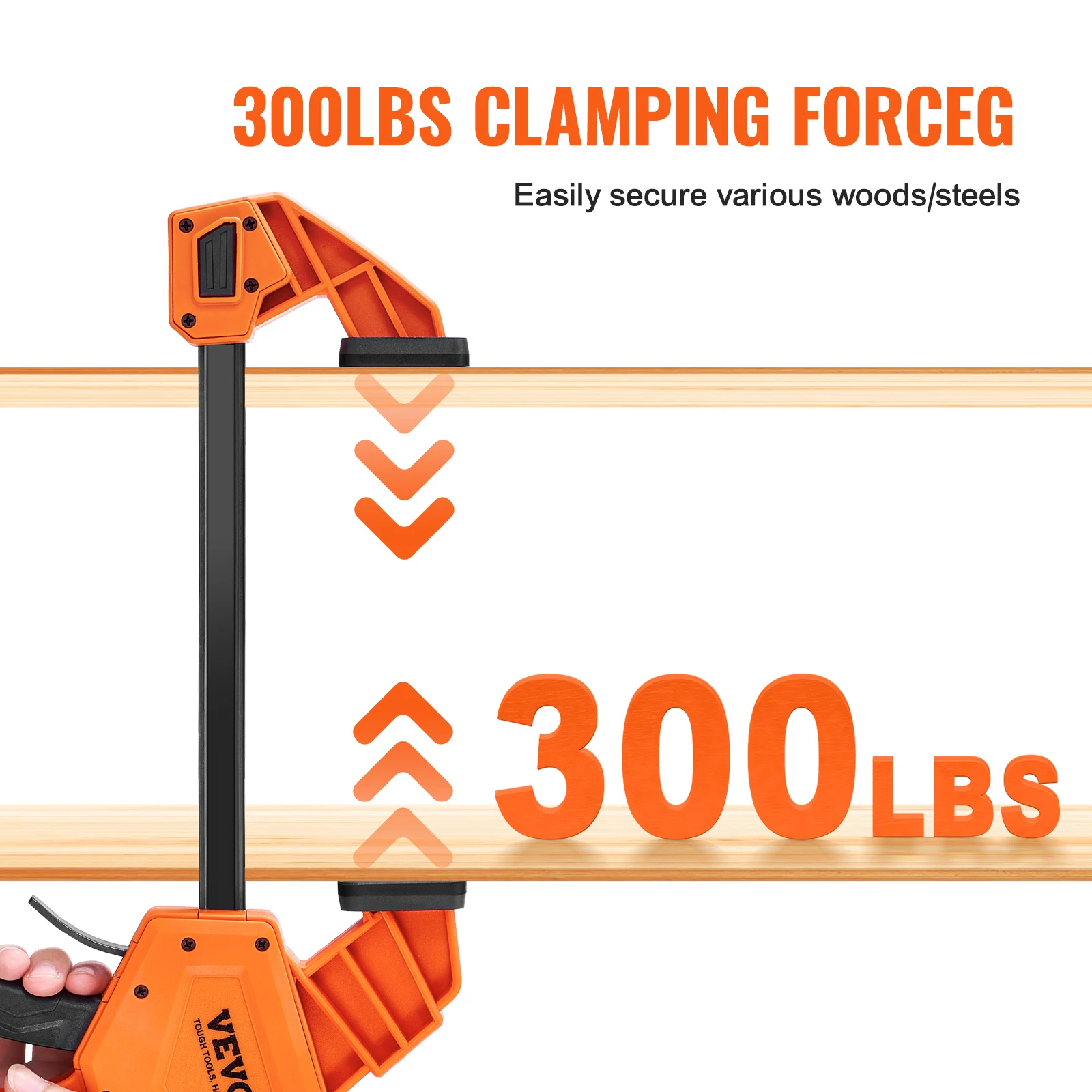 VEVOR Bar Clamps for Woodworking 2-Pack One-Handed Clamp/Spreader Plastic Carbon Steel Wood clamps for Woodworking Metalworking