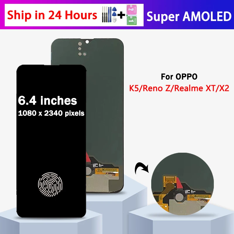 Super AMOLED For OPPO Reno Z PCDM10 LCD K5 PCNM00 display touch screen digitizer For Realme XT X2 RMX1921 RMX1992