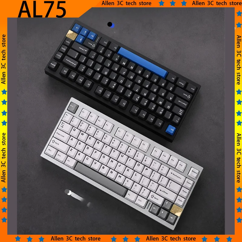 Keynouo AL75 Mechanical Keyboard Wireless Tri-Mode Bluetooth 2.4G Wired PBT RGB Hot-Swap E-sports Gaming Keyboard PC Accessories