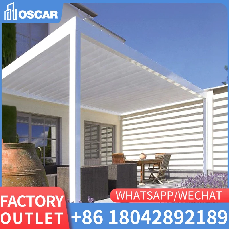 Manufacturer Open-Air Electric Aluminum Retractable Pergola Pvc Fabric Roof Automatic Alu Pergola