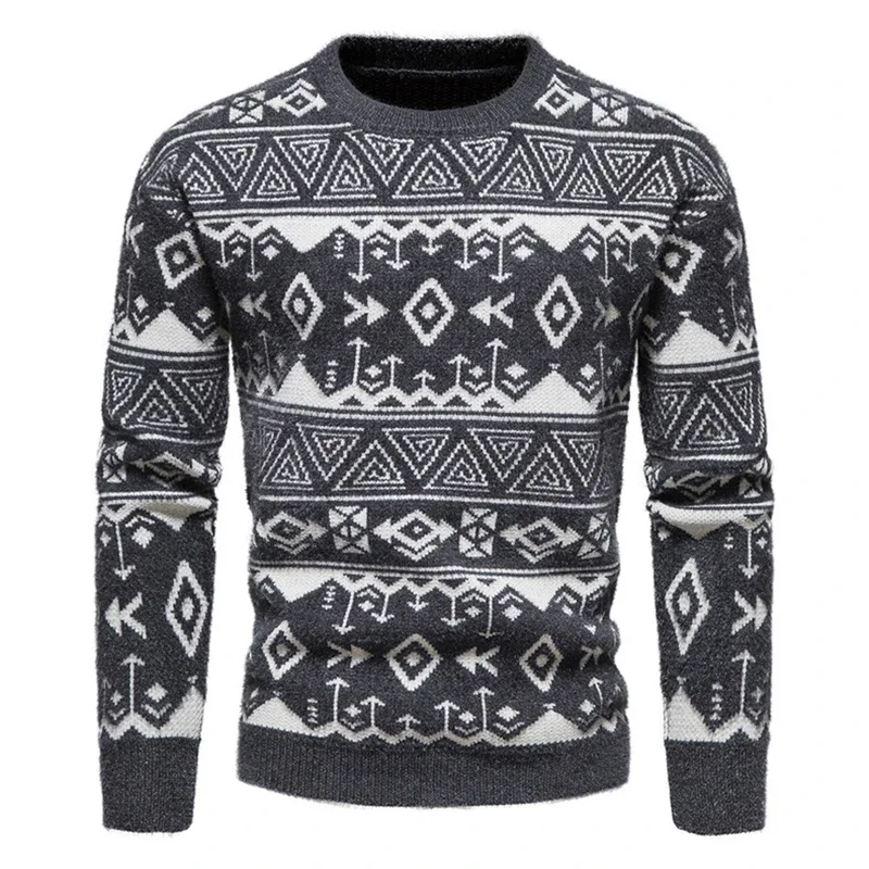 Winter Men's Pattern Pattern Sweater Knitwear Large Size Clothes Casual Pullovers Fashion Cold Shirts 2023 New