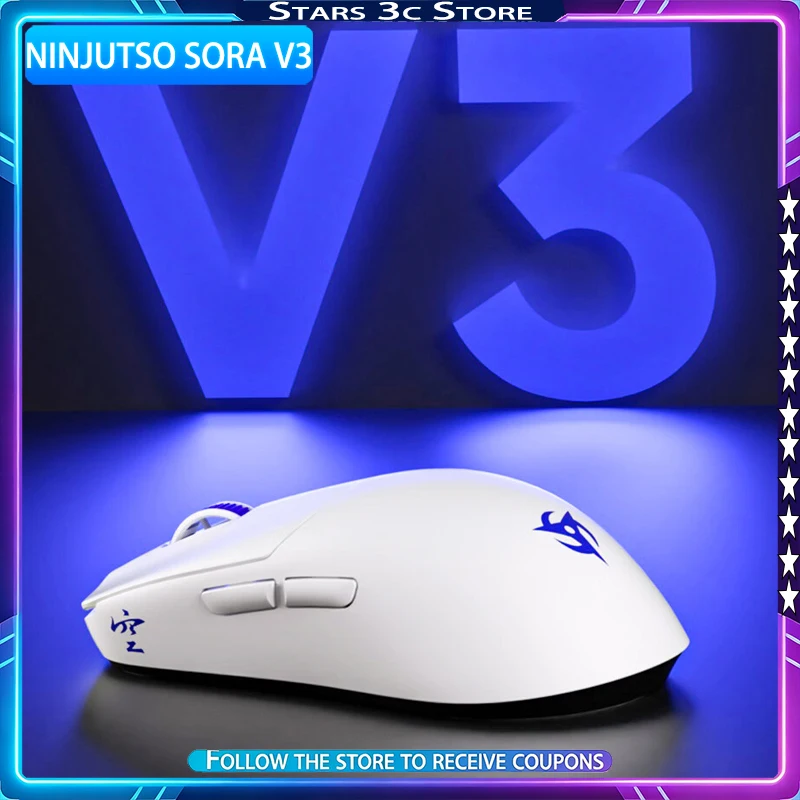 New NINJUTSO SORA V3 Wireless Mouse HyperFinsh Super Coating Rapid Trigger 8k Low Latency Long Endurance Gaming Mouse Gamer Gift
