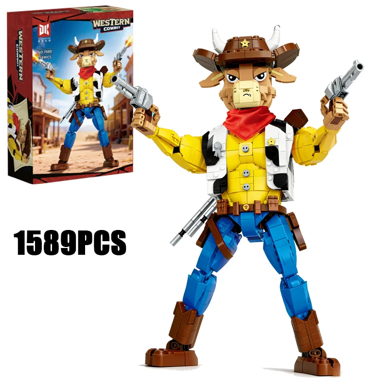 

Набор для сборки модели ковбоя в западном стиле, 1589 деталей, креативный конструктор, изысканное украшение, отличный подарок для друзей