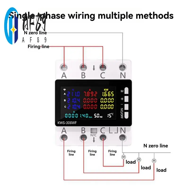 

AF89-KWS-306WF Wi-Fi Smart Power Meter Защитный переключатель напряжения Монитор тока и напряжения, реле, автоматический выключатель