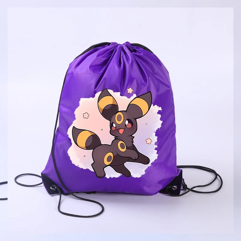 Cute Pokemons Drawstring Backpack Umbreon Eevee Sylveon Outdoor Hiking Lightweight Backpack Portable Waterproof Storage Bag