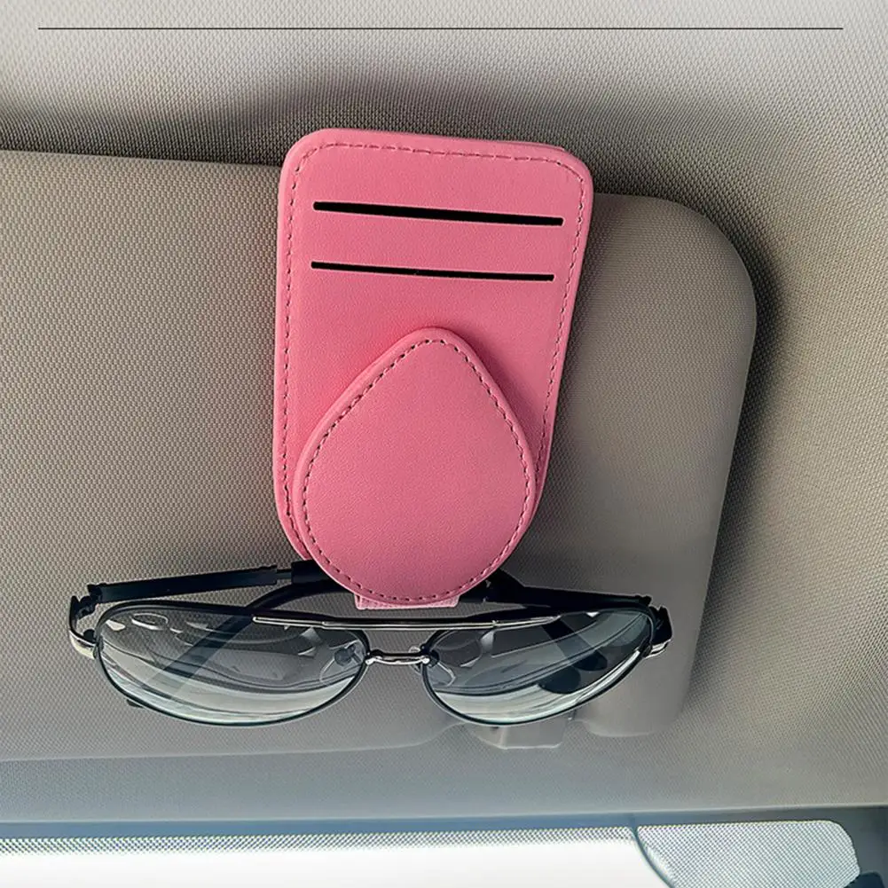 

Card Storage Bag Convenient Easy to Install Faux Leather Car Visor Card Storage Bag Eyeglasses Hanger Car Accessories