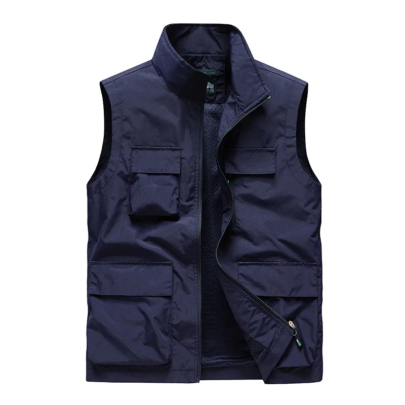 MaiDangDi Nylon Workwear Style Men\'s Vest Sleeveless High Neck Mens Jacket Lightweight Breathable Mesh Lining for Male Clothing