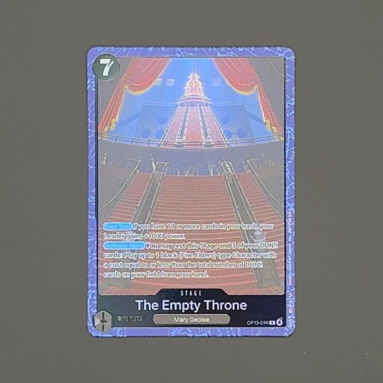 

One Piece TCG English Stage card The Empty Throne Imu Deck card OP13-099 Foild Textured Card Black Yellow Luffy