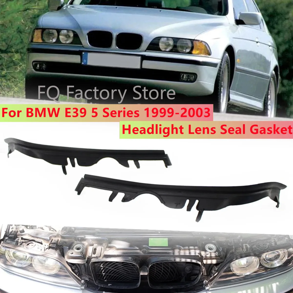 Pair Headlight Lens Seal Gasket For BMW E39 5 Series 1999-2003 63126908405 63126908406 Car Headlight Sealing Strip