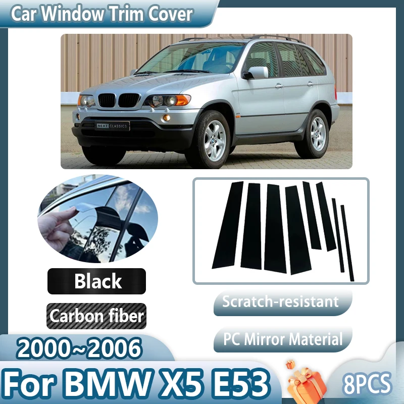 

Подходит для BMW X5 E53 2000 2001 2002 2003 ~ 2006 автомобильный полированный столб, накладка на дверное окно, молдинг, наклейка на колонку, аксессуары