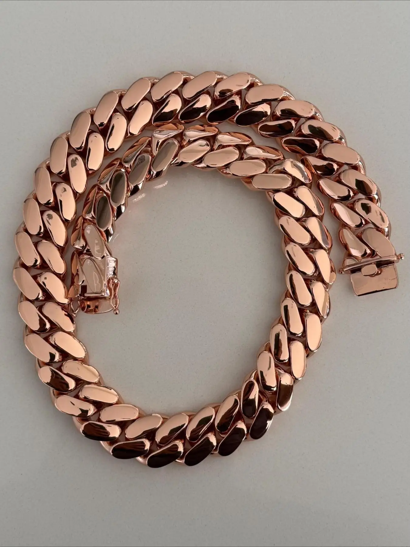 22Mm rose gold Cuban chain men's 24-inch hip-hop necklace, heavy Miami Cuban chain, rapper same accessories, street trend