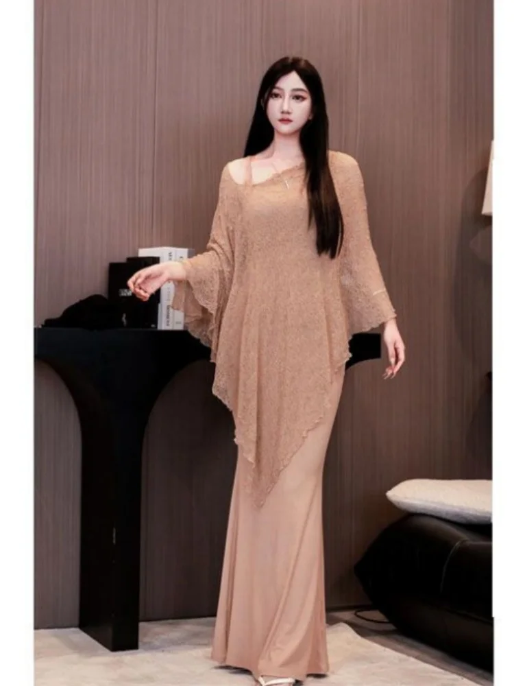 Women's Spring and Autumn New Fashionable Atmosphere Cover Shirt Retro Slimming Dress 2-piece Set