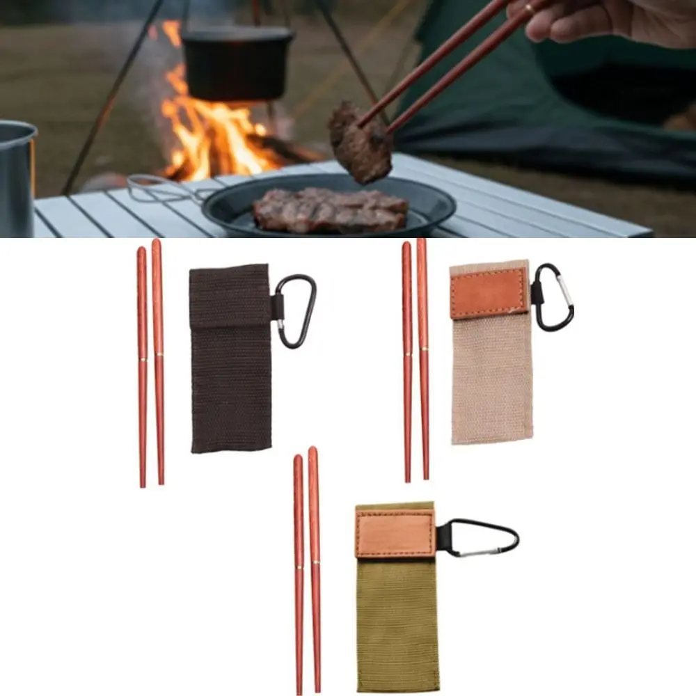 3 Set Durable Portable Wood Chopsticks Foldable WIth Storage Bag Reusable Chopsticks Detachable Chopsticks Travel view 5