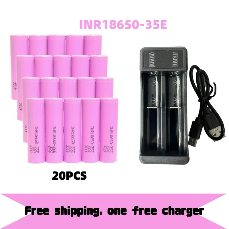 Free Shipping 100% Original for 18650 3500mAh 25A Discharge INR18650 35E 3500mAh Li-ion 3.7v Rechargable Battery 18650 Battery