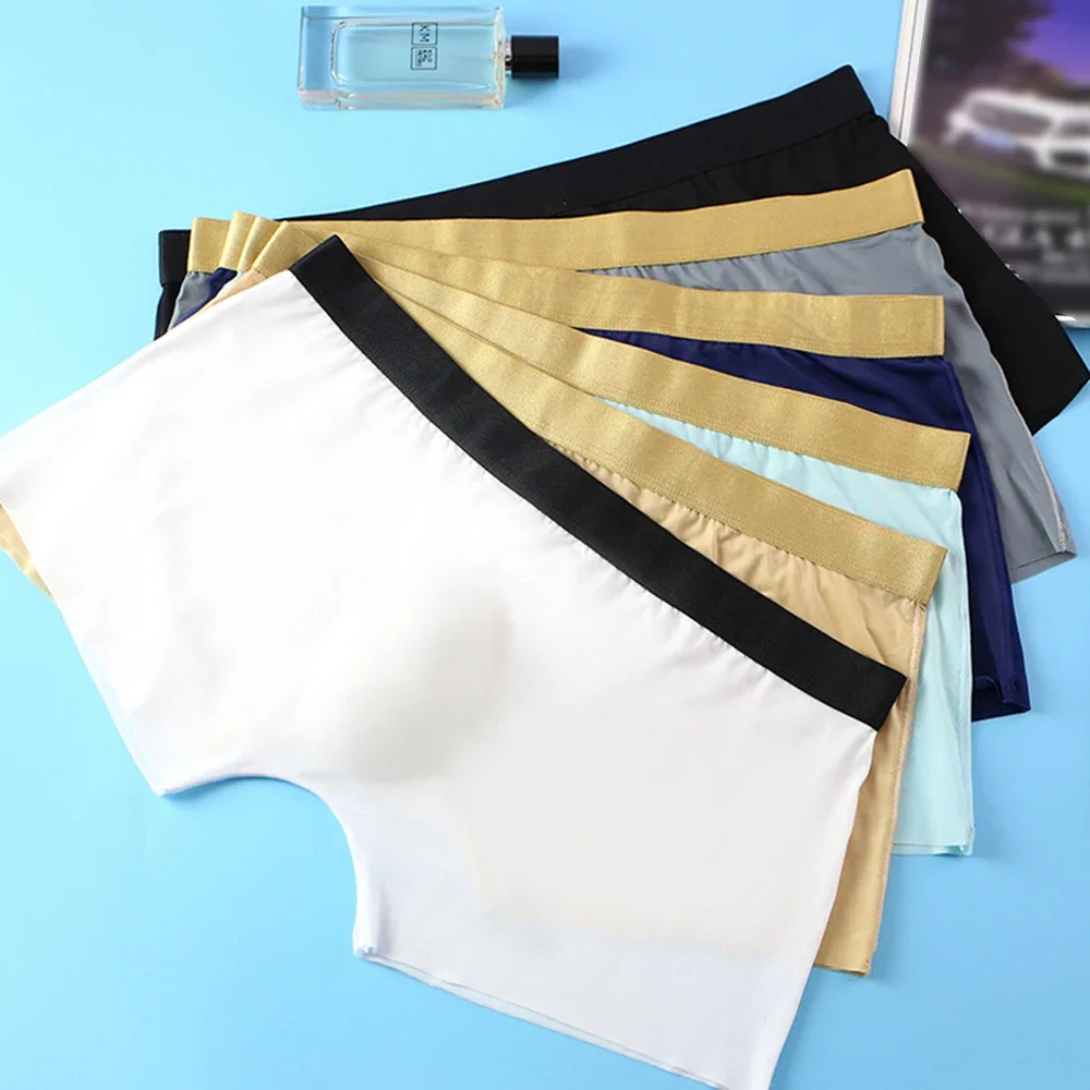 Underwear Mens Boxer Briefs Breathable Bulge Pouch Comfortable Ice Silk M-2XL Panties Plus Size Sexy Shorts Trunks